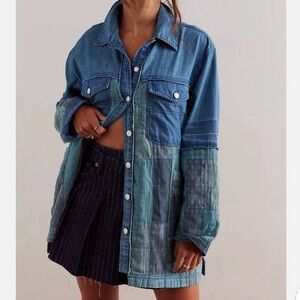 New Free People We The Free Heritage Quilted Shirt Jacket Size S